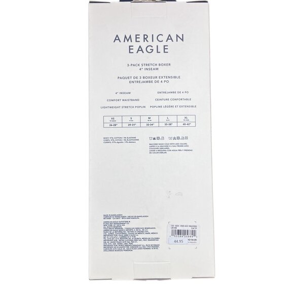 New AMERICAN EAGLE Men's XS S 3 Pack 4" Stretch Poplin Boxers Blue Plaid Logo - Picture 2 of 2